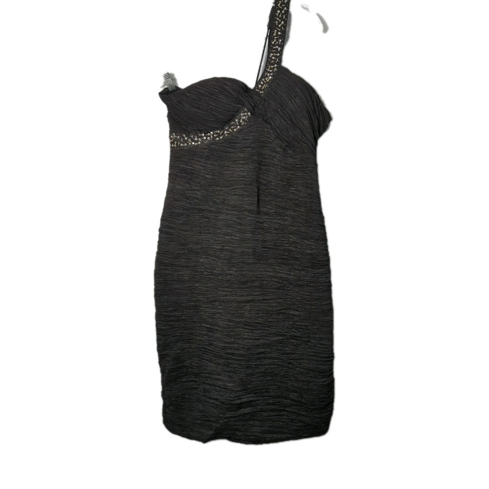 NWT Daisy Women's Size XXXL Black One Shoulder Scrunchy Sequins Beaded Dress 163